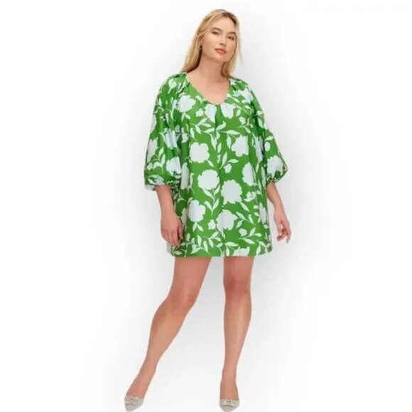kate spade Dresses & Skirts - Kate Spade X Target Poplin Dress Long Sleeve Mini Rose Floral Green Blue, Size L